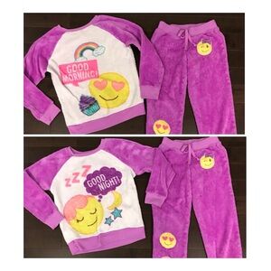 Justice Goodnight/Good Morning emoji pajama set Girls Sz 10